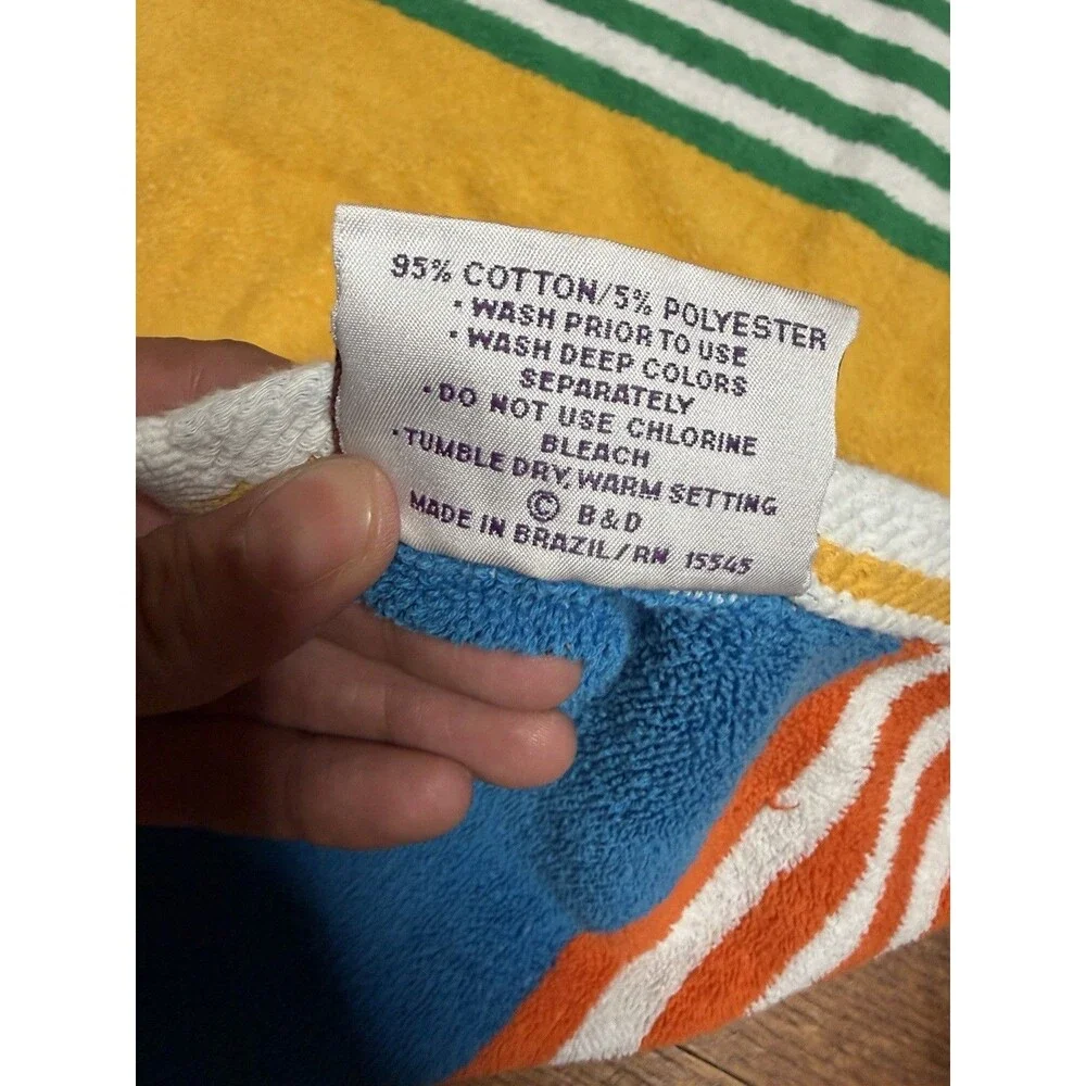 Vintage Royal Terry Beach Towel Stripes Colorful Swim 80's-90's Summer
